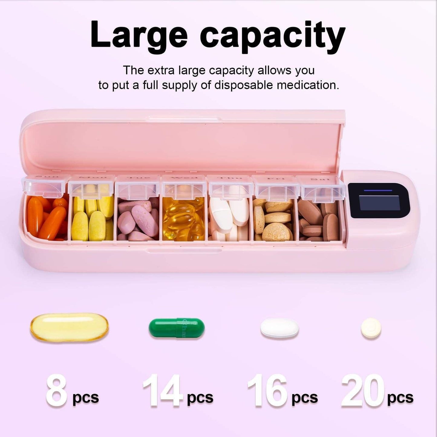 Smart Bluetooth Pill Organizer with App & Medication Reminders