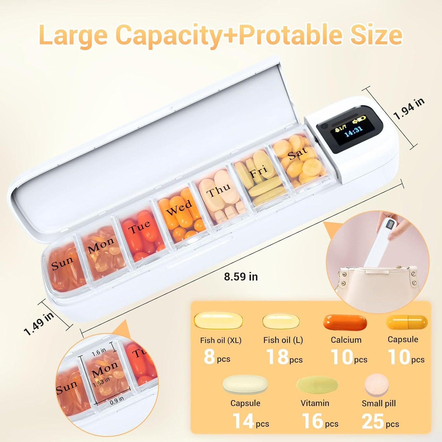 Smart Bluetooth Pill Organizer with App & Medication Reminders
