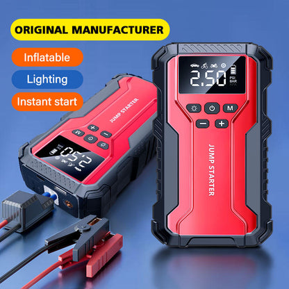 4-in-1 Portable Car Jump Starter with Air Compressor, 150 PSI Tyre Inflator, Power Bank & LED Flashlight