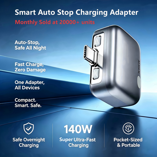 140W USB-C Smart Auto-Stop Magnetic Auto-Eject Laptop & Phone Charging Adapter with Multi-Protection
