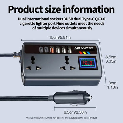 200W Car Power Inverter – 12V/24V to 220V AC