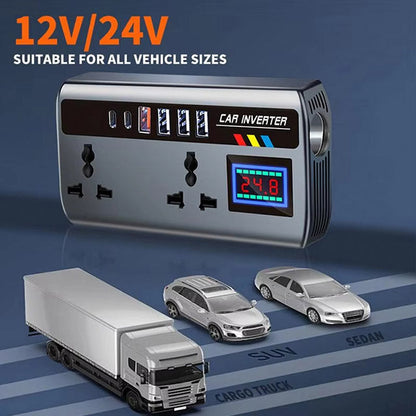 200W Car Power Inverter – 12V/24V to 220V AC