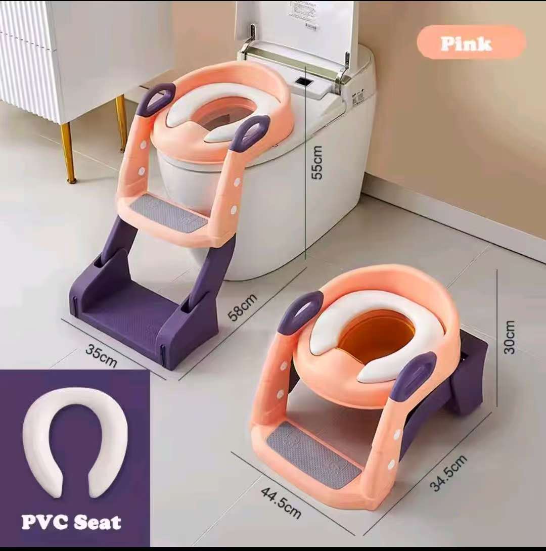 Toddler Potty Training Toilet Seat with Step Stool Ladder – Foldable & Adjustable