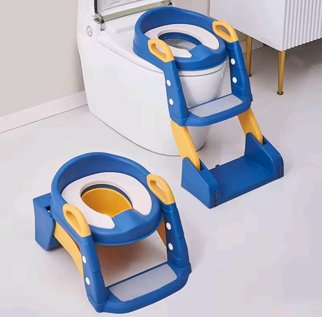 Toddler Potty Training Toilet Seat with Step Stool Ladder – Foldable & Adjustable