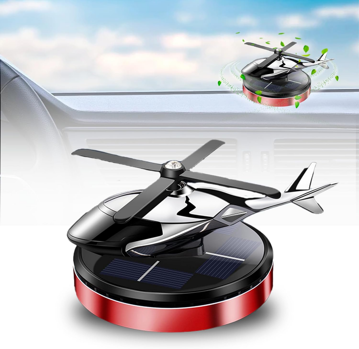 Car Air Fresheners, Solar Powered Rotating Incense Helicopter Diffuser, Home and Car Décor Accessories