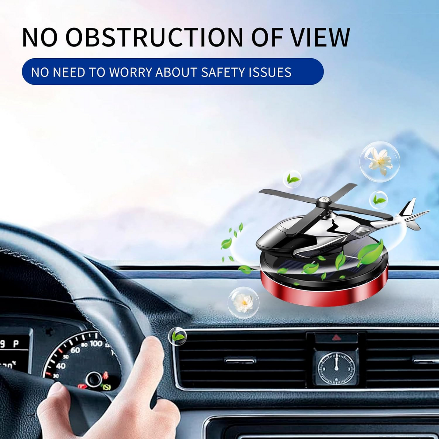 Car Air Fresheners, Solar Powered Rotating Incense Helicopter Diffuser, Home and Car Décor Accessories