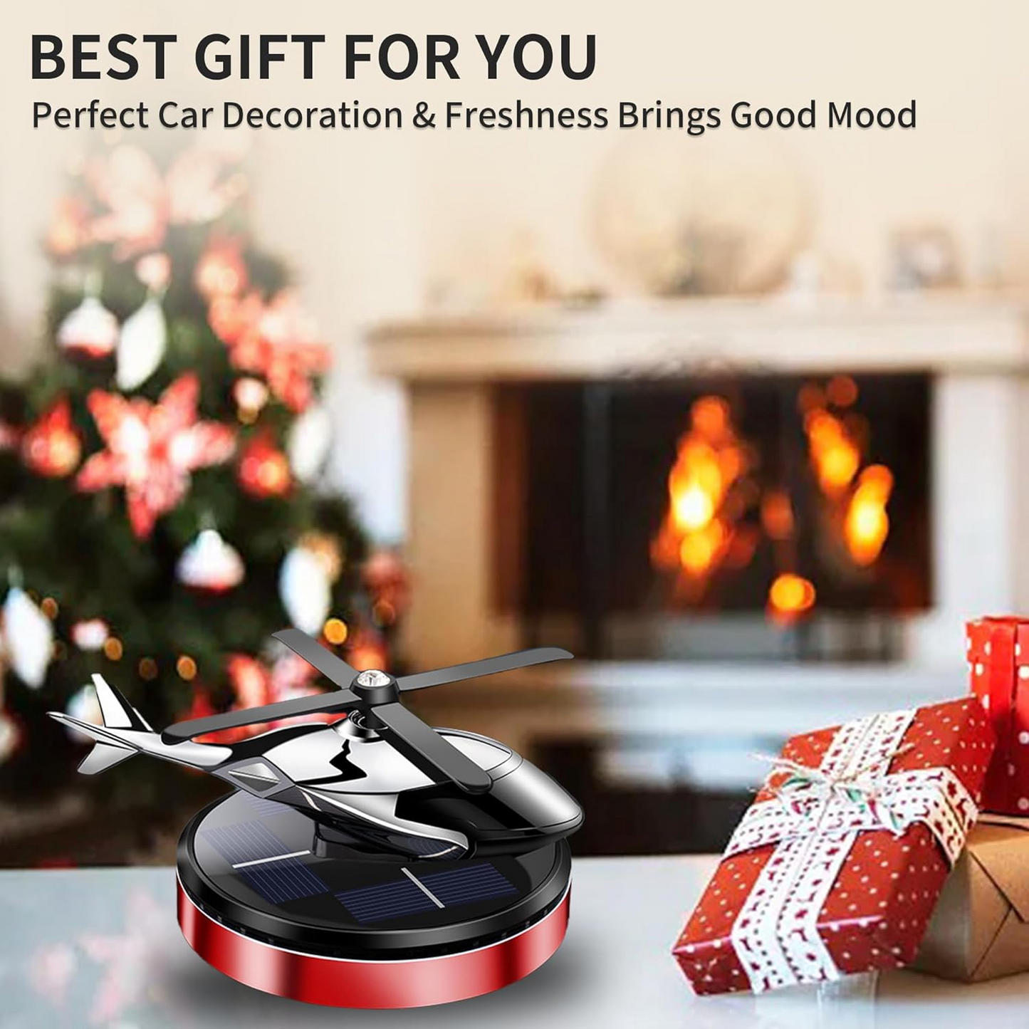 Car Air Fresheners, Solar Powered Rotating Incense Helicopter Diffuser, Home and Car Décor Accessories