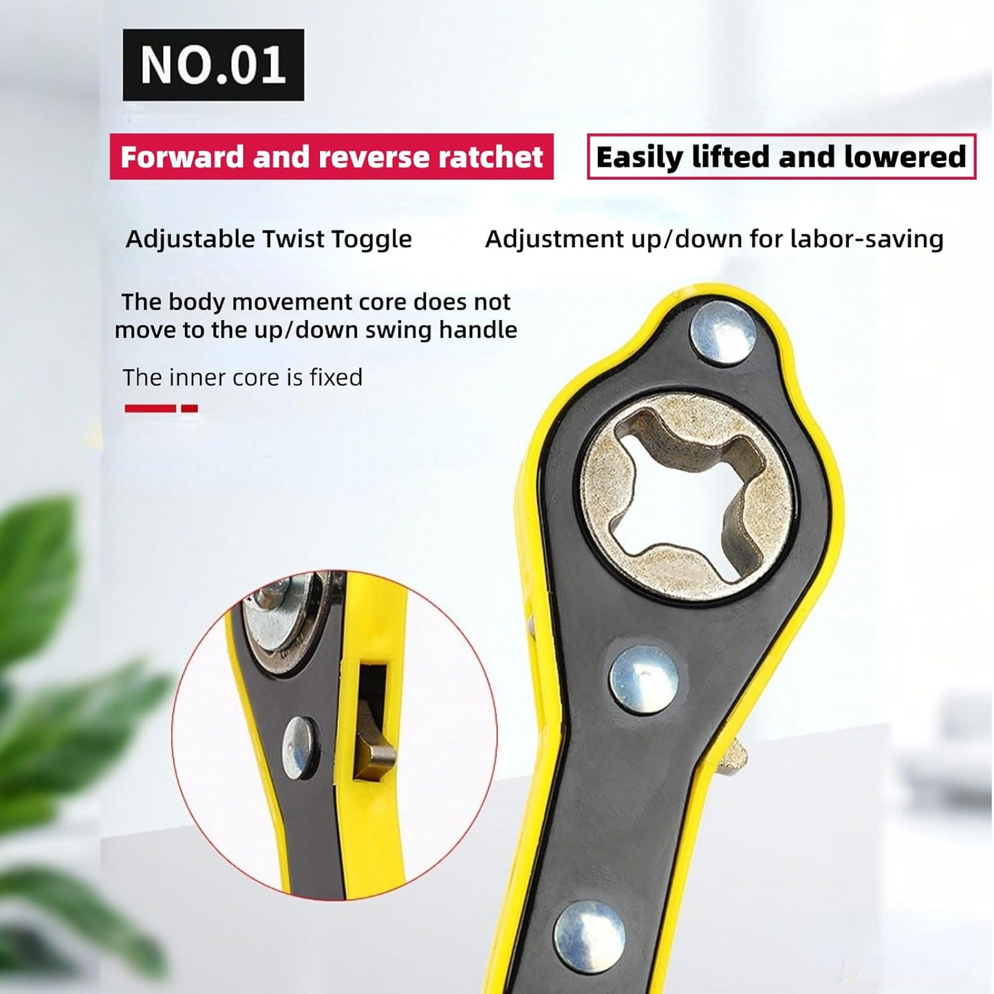 Jack Ratchet Wrench Tire Iron Tool for Wheel Removal and Car Repair with Long Handle Labor Saving Design