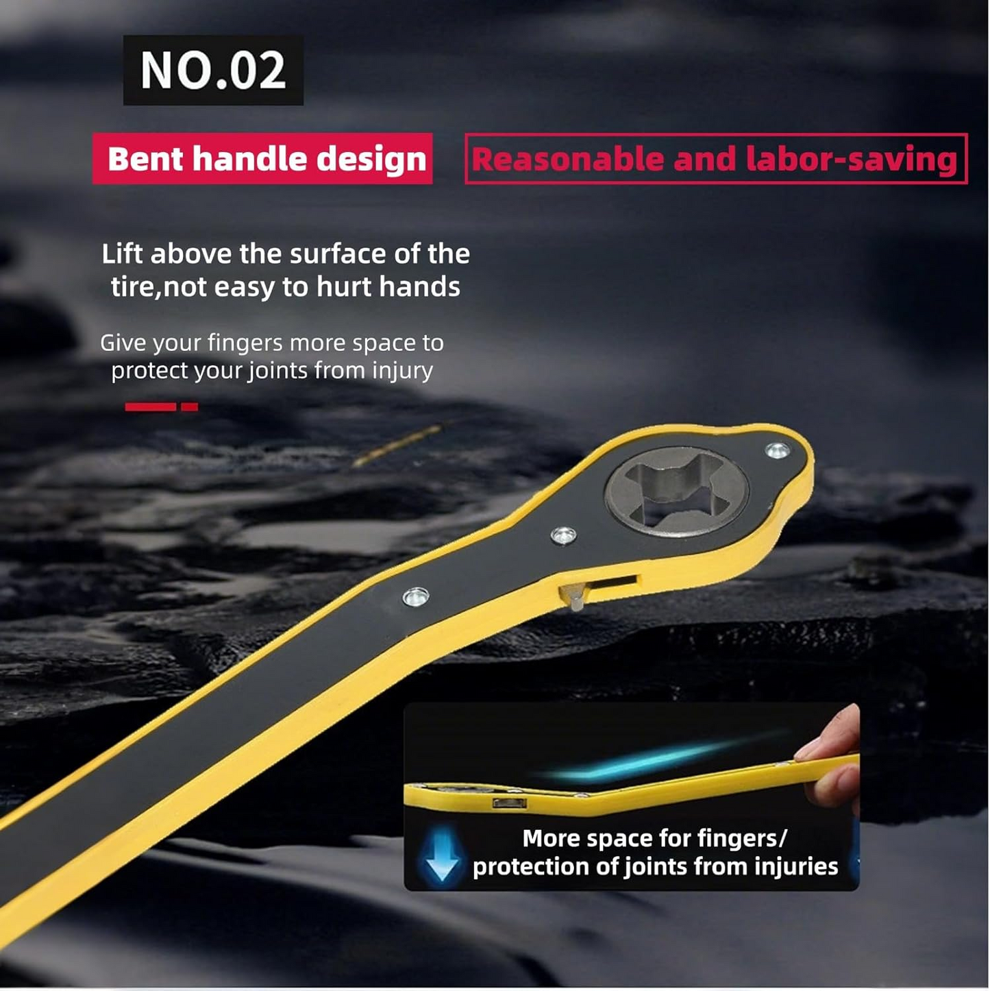 Jack Ratchet Wrench Tire Iron Tool for Wheel Removal and Car Repair with Long Handle Labor Saving Design
