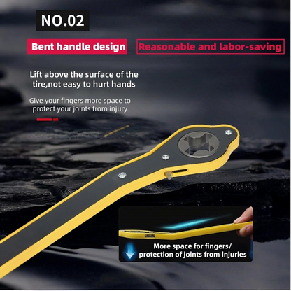 Jack Ratchet Wrench Tire Iron Tool for Wheel Removal and Car Repair with Long Handle Labor Saving Design