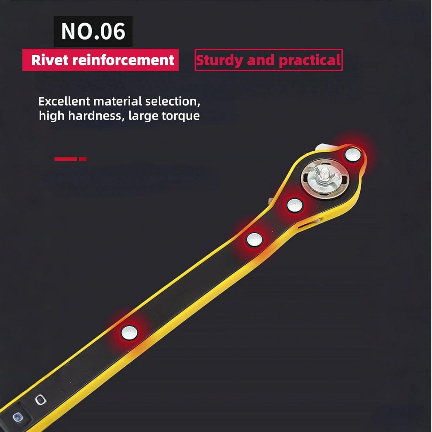 Jack Ratchet Wrench Tire Iron Tool for Wheel Removal and Car Repair with Long Handle Labor Saving Design