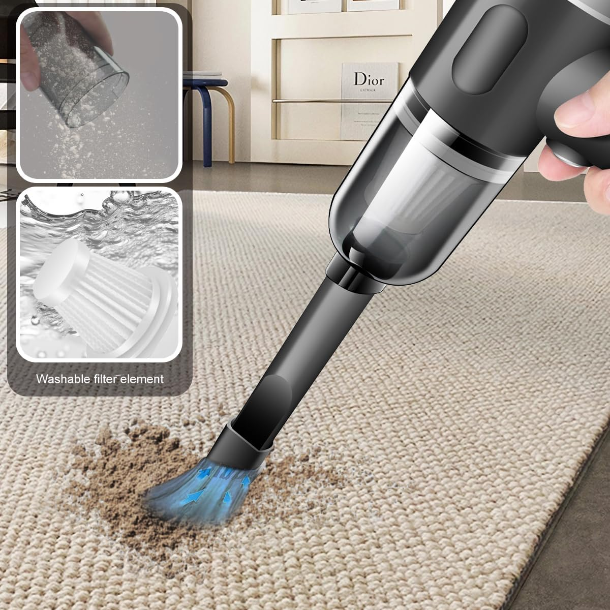 3-in-1 Wireless Charging Car Vacuum Cleaner: Powerful, Portable, and Convenient