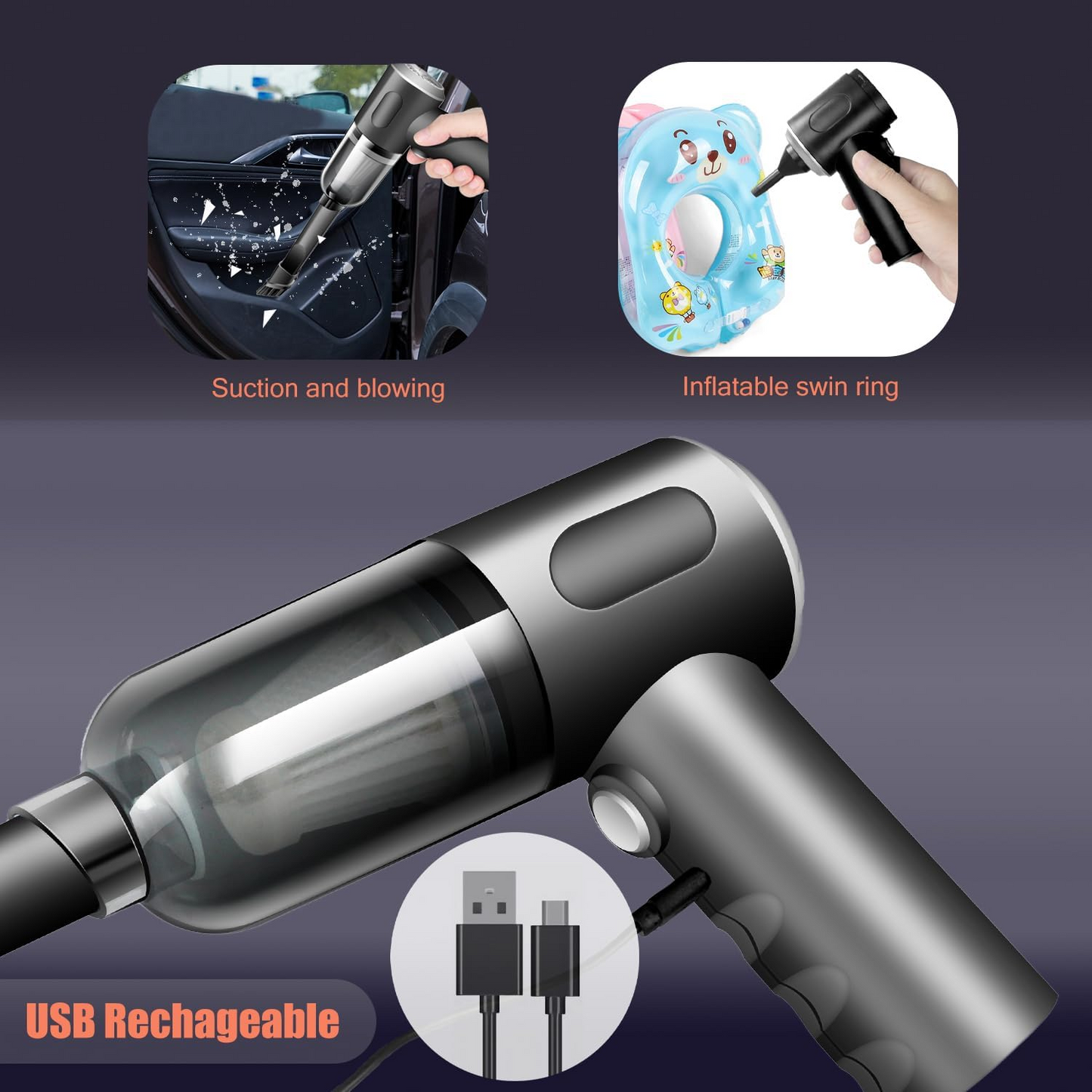 3-in-1 Wireless Charging Car Vacuum Cleaner: Powerful, Portable, and Convenient