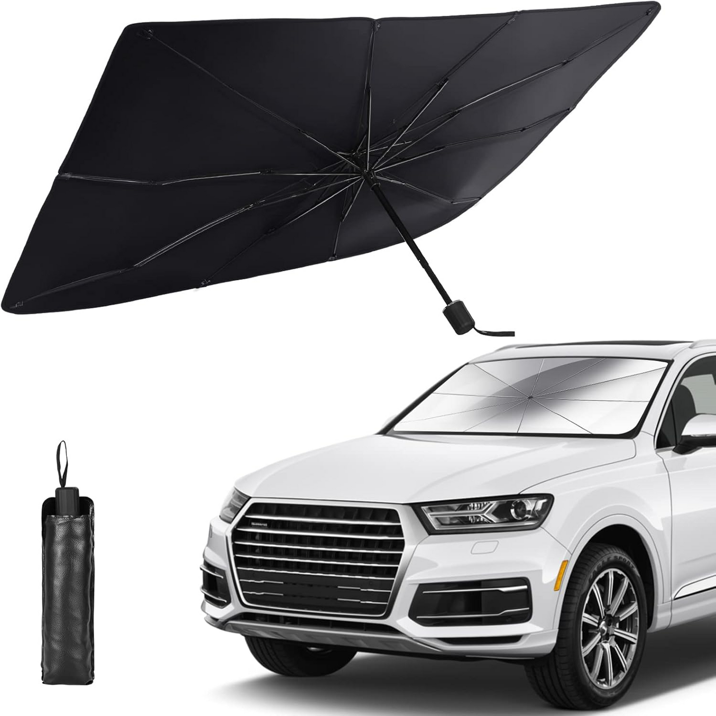 Foldable Car Windshield Umbrellas, Sun Shade Umbrella for Front Windows, Suitable for Windshields of Various Car Models (Large