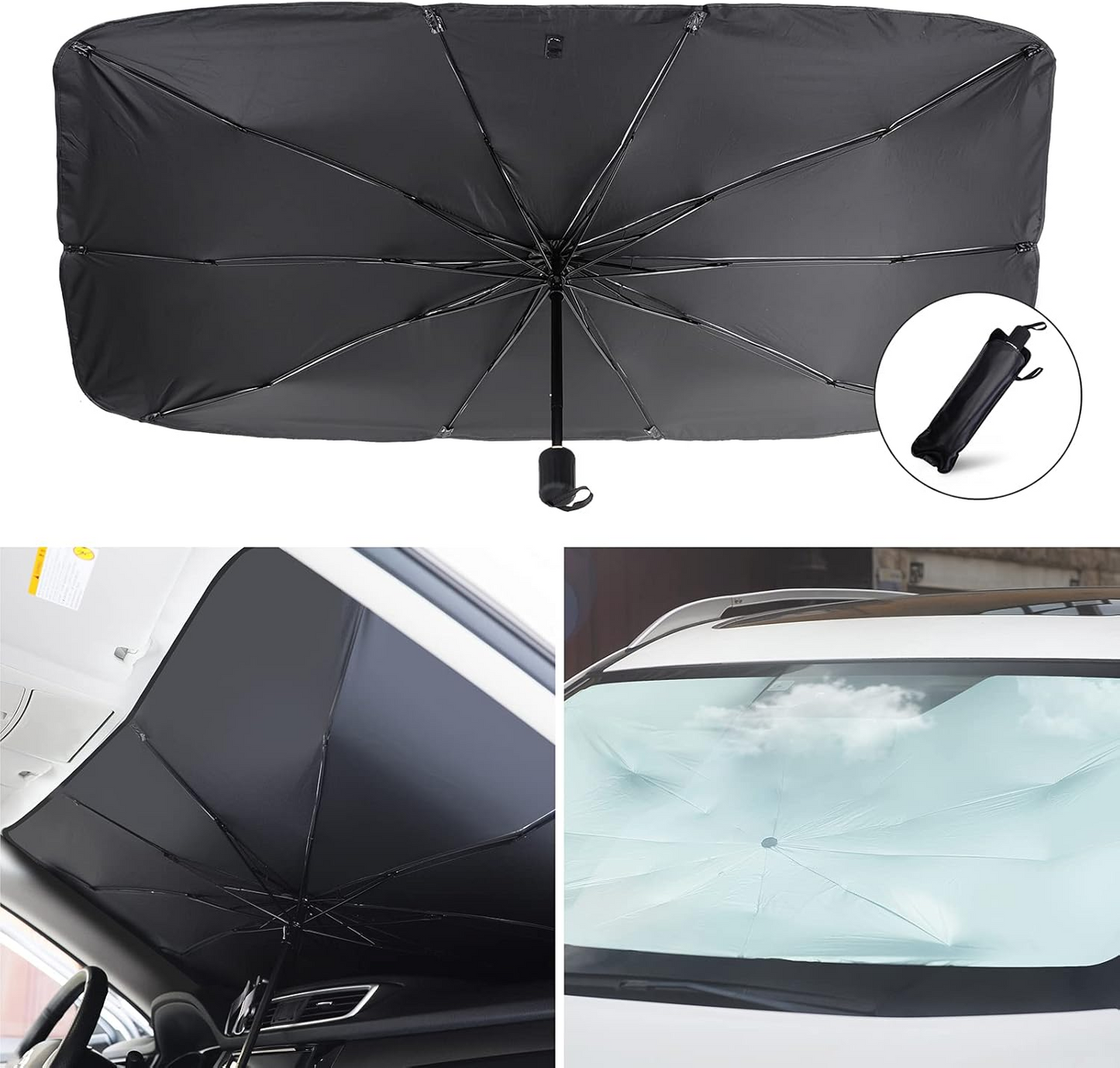 Foldable Car Windshield Umbrellas, Sun Shade Umbrella for Front Windows, Suitable for Windshields of Various Car Models (Large